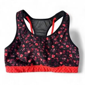 Floral Sports Bra Medium Support Racerback Activewear Size Large